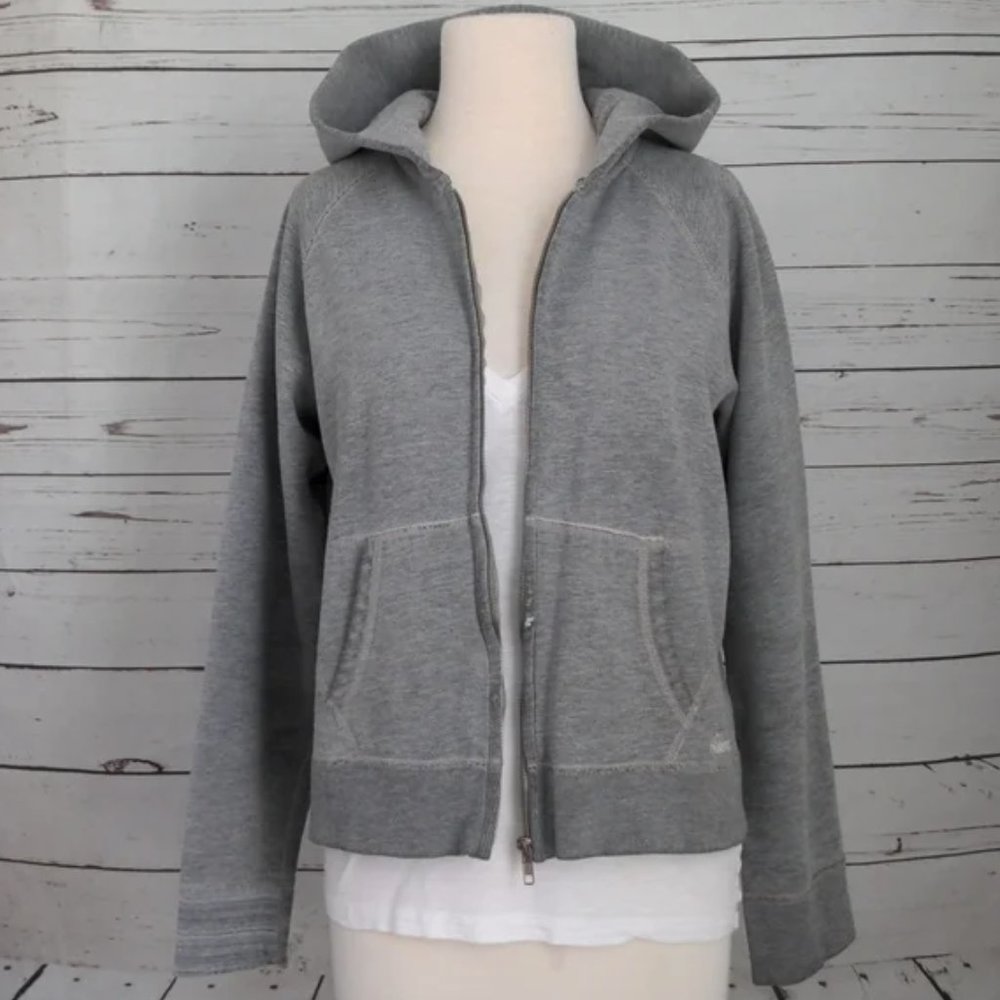 Abercrombie and Fitch Vintage 90's Y2K Hipster Grey Full Zip Distressed Hoodie